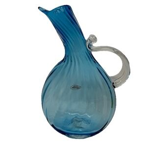 Blenko Handcraft  Decorative Pitcher Bella Boca 2008 1208 Ocean Spring Blue